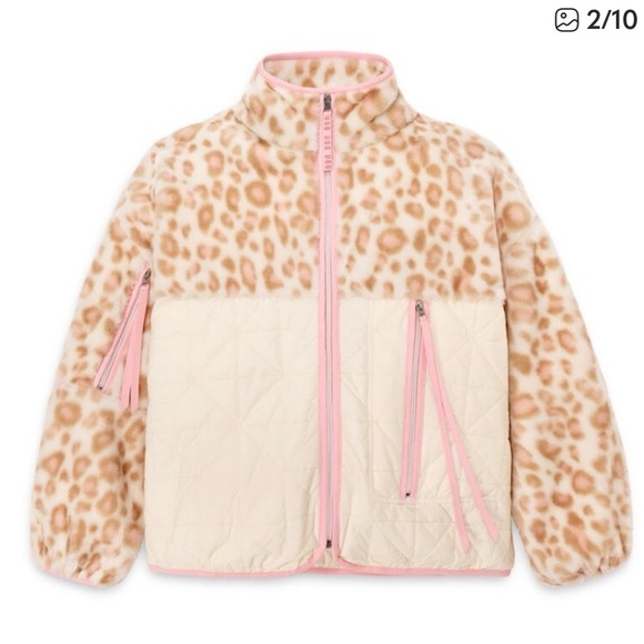 Leopard Print Fleece Jacket with Quilted Detail - Picture 5 of 8